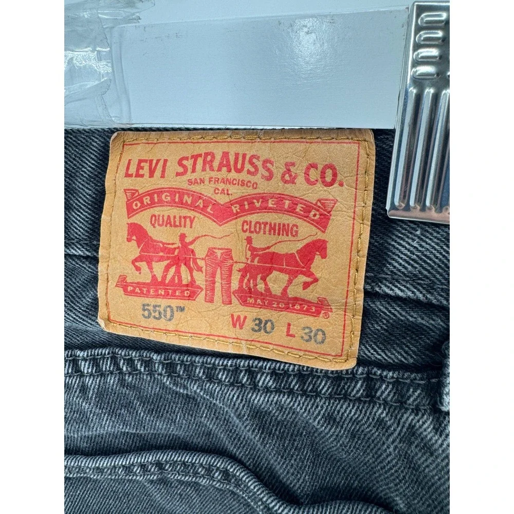 Levis 550 Relaxed Fit Black Jeans Mens W30 L30 Tapered Leg Denim‎